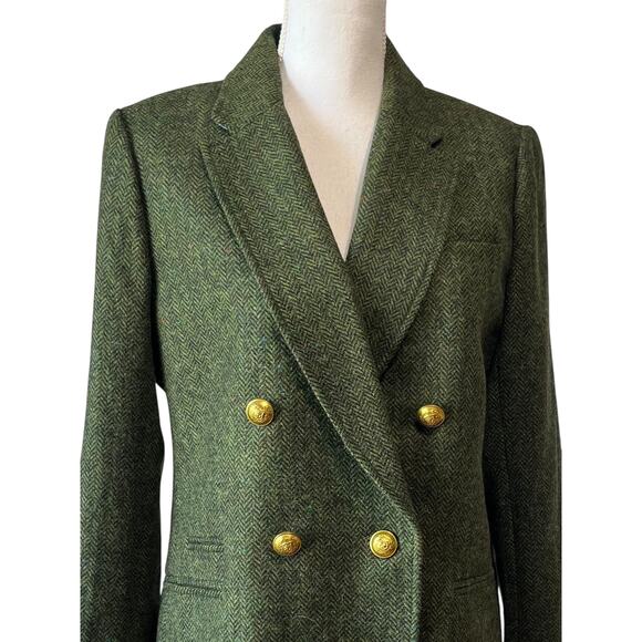 NEW J.Crew Bristol Blazer Jacket Double Breasted Herringbone Wool Green Size 10 - Picture 4 of 9
